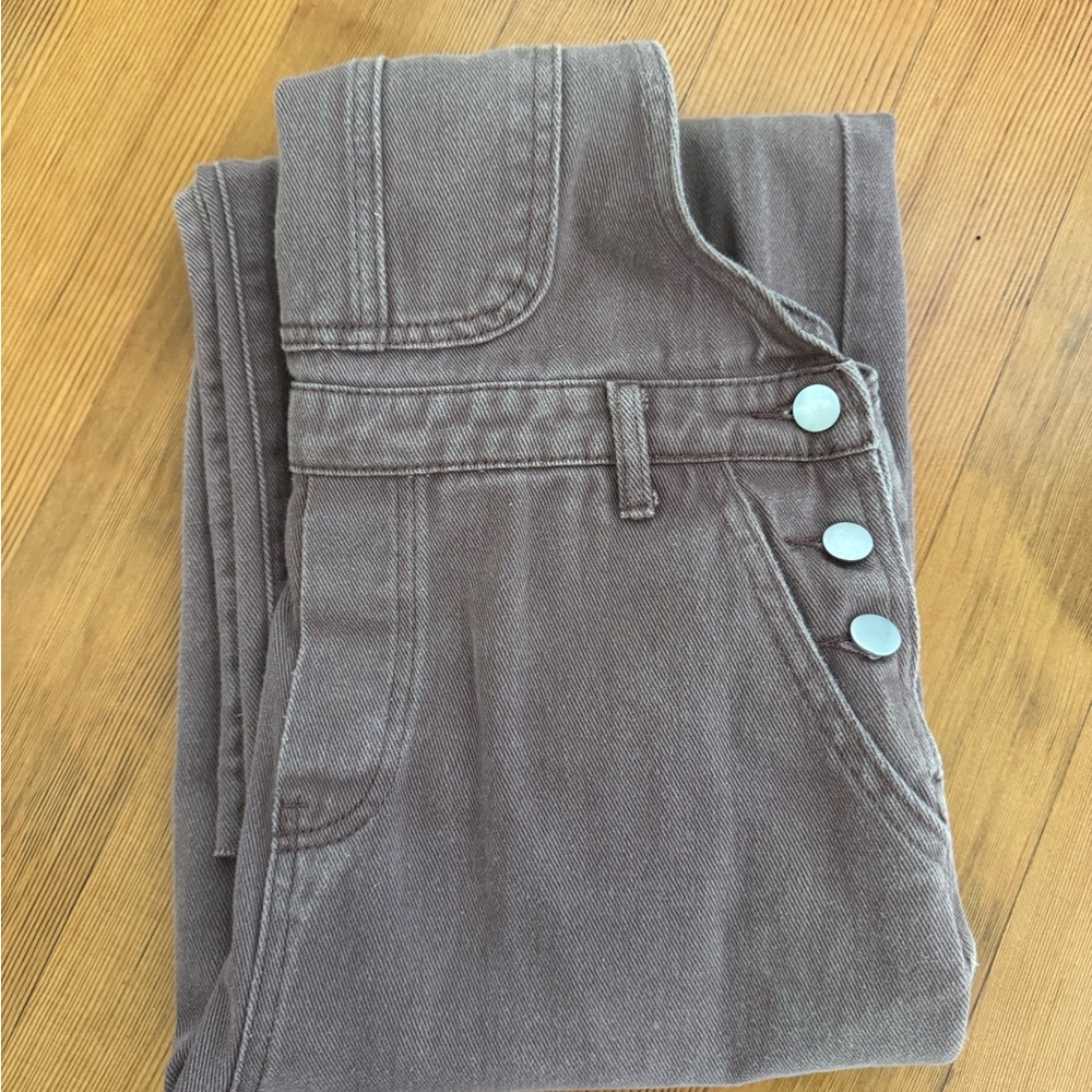 Brown denim overalls